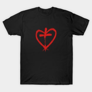 Heart Warrior Christian Cross Design T-Shirt